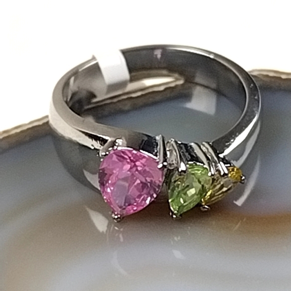 Gemstone Cocktail Ring Hypoallergenic Stainless Steel Women's Jewelry - Picture 10 of 12